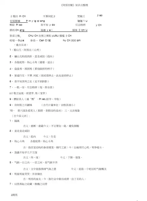 完整版阿房宫赋知识点总结
