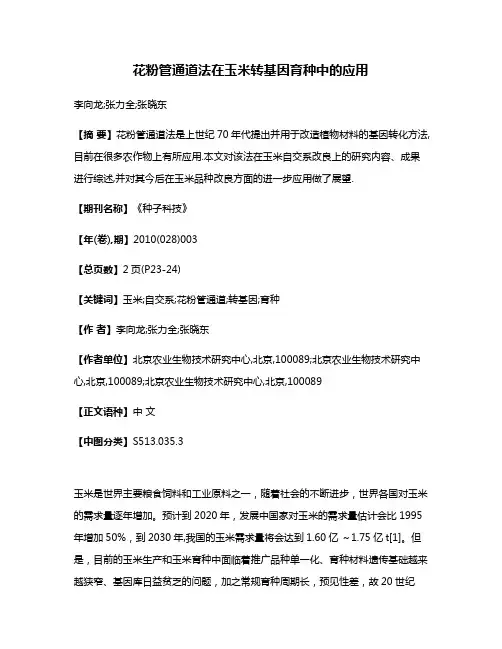 花粉管通道法在玉米转基因育种中的应用