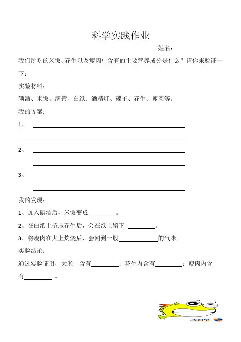 六年级科学实践作业