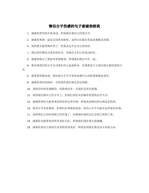 情侣分手伤感的句子谢谢你陪我