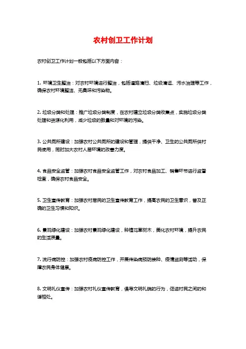 农村创卫工作计划 (2)