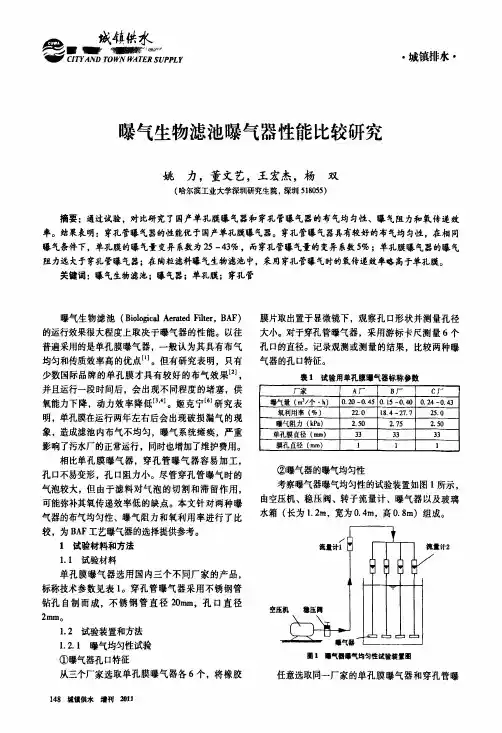 曝气生物滤池曝气器性能比较研究