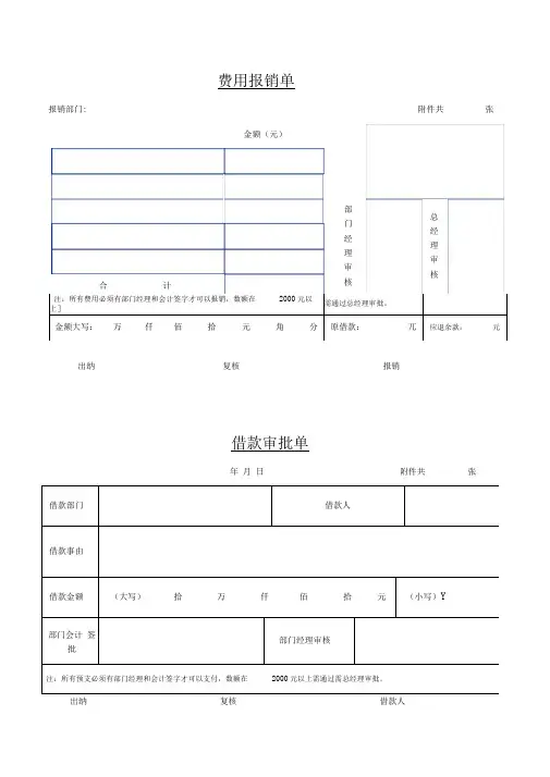 费用报销单-表格