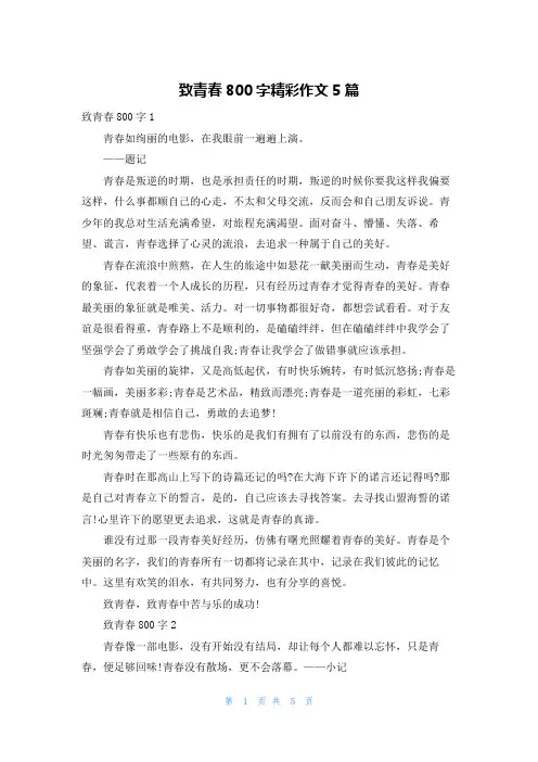 致青春800字精彩作文5篇 2