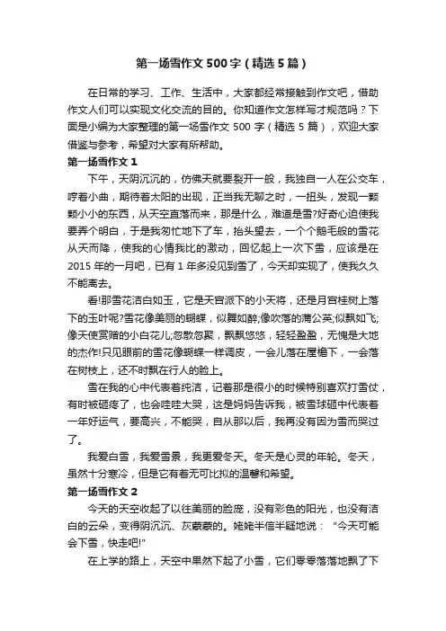 第一场雪作文500字（精选5篇）