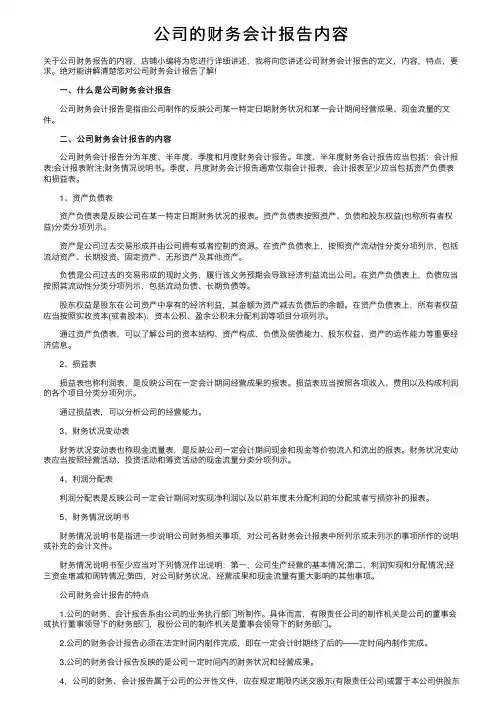 公司的财务会计报告内容