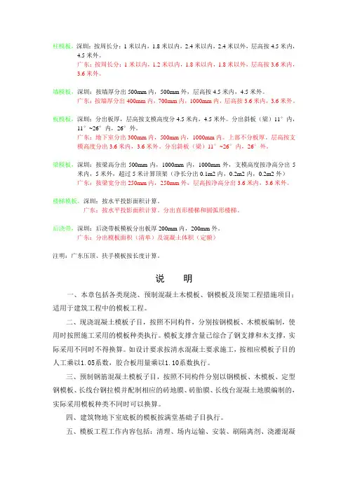 广东深圳模板计算规则(3)