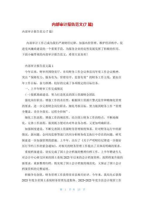 内部审计报告范文(7篇)