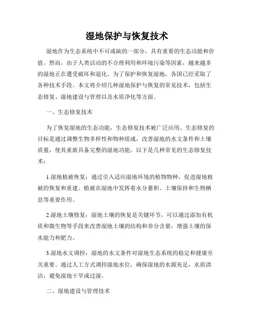 湿地保护与恢复技术