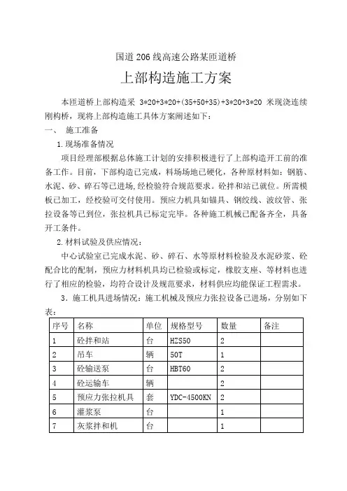 国道206线高速公路某匝道桥上部构造施工方案