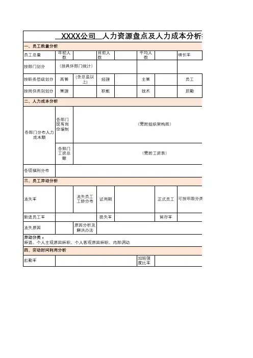人力资源盘点分析表1