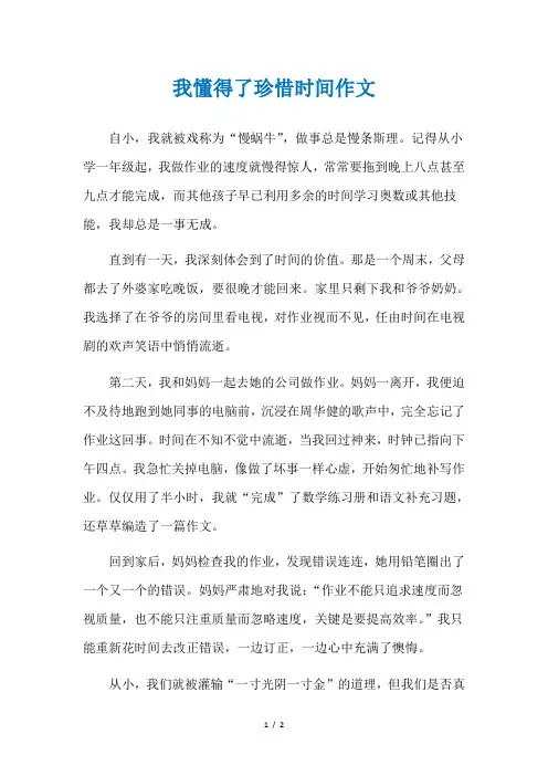 我懂得了珍惜时间作文