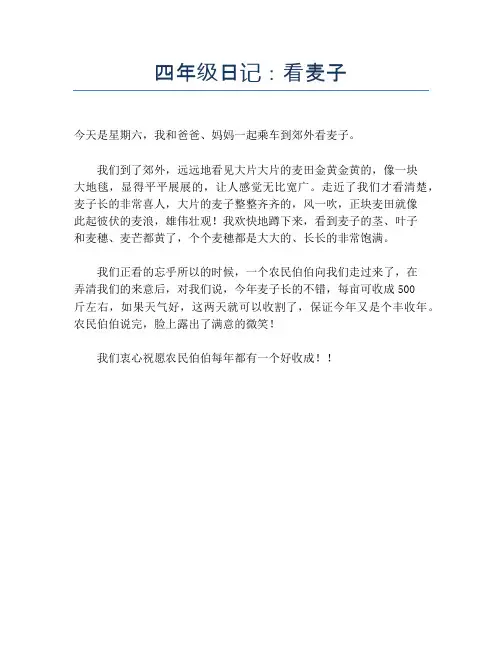 四年级日记：看麦子【小学四年级精品作文】