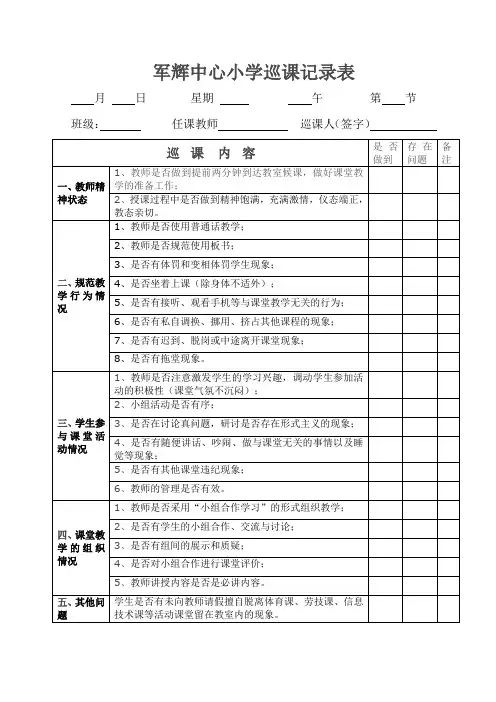 B1.1--13巡课检查记录表