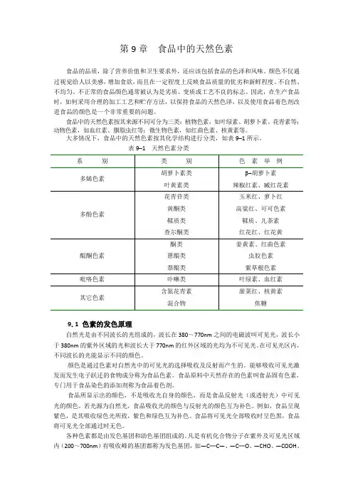 食品化学-第九章 食品中的天然色素讲解