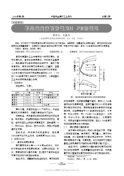 不同细度滑石粉填充HDPE的研究