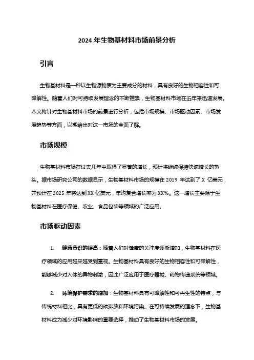 2024年生物基材料市场前景分析