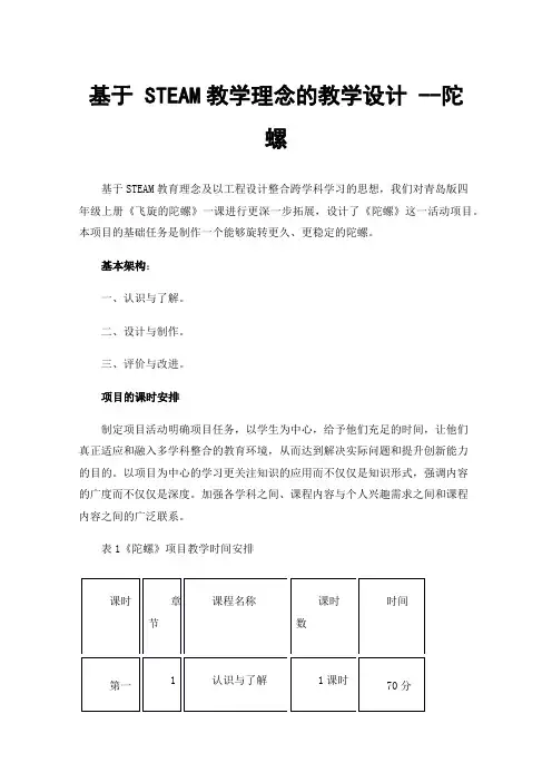 基于STEAM教学理念的教学设计--陀螺