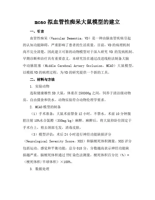 mcao拟血管性痴呆大鼠模型的建立3