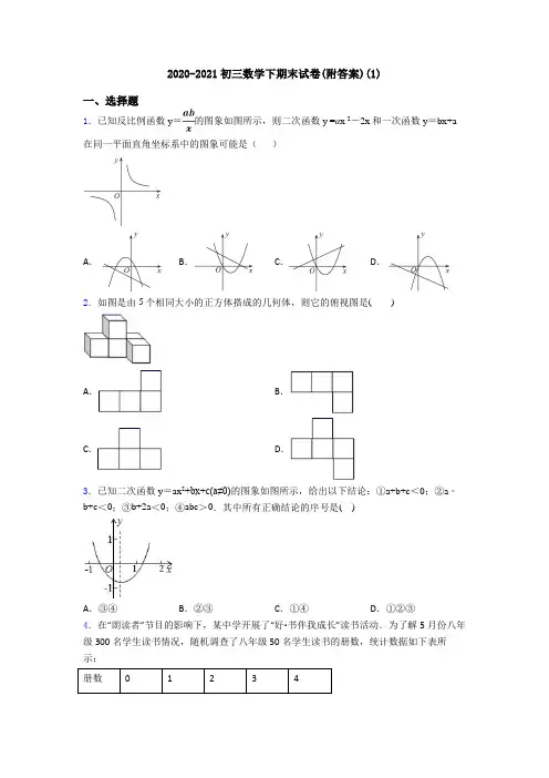 2020-2021初三数学下期末试卷(附答案)(1)
