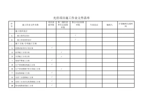 光伏项目施工作业文件清单