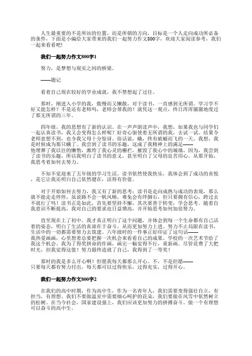 我们一起努力作文800字