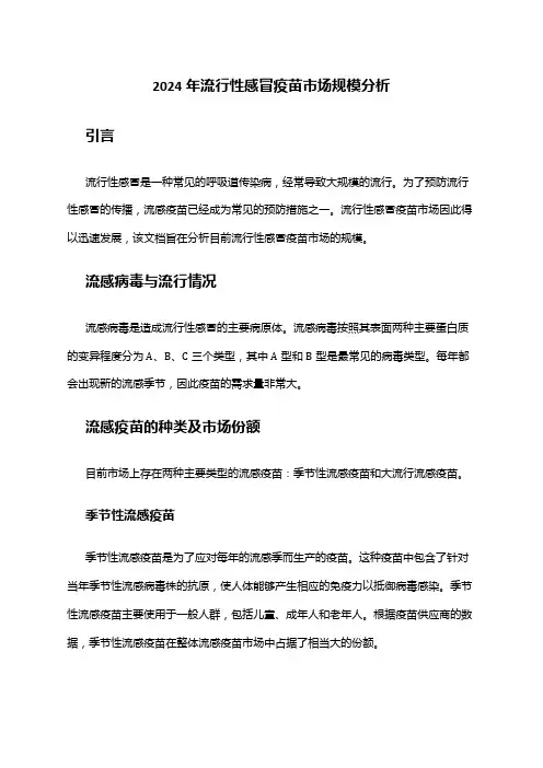 2024年流行性感冒疫苗市场规模分析