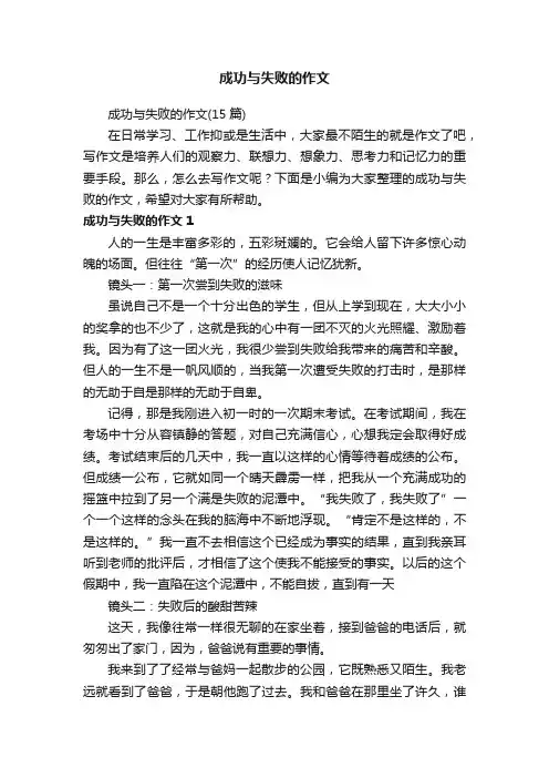 成功与失败的作文（15篇）