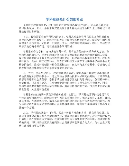 学科思政是什么类别专业