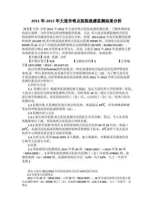 2011年-2012年大连市哨点医院流感监测结果分析