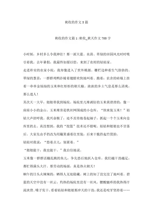 秋收的作文5篇