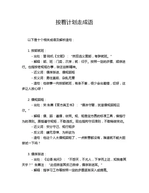 按着计划走成语