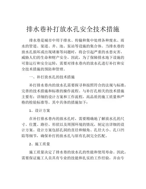 排水巷补打放水孔安全技术措施