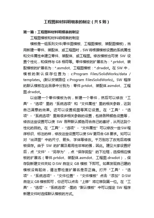 工程图和材料明细表的制定（共5则）