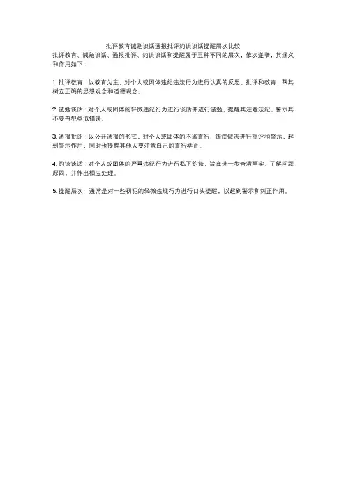 批评教育诫勉谈话通报批评约谈谈话提醒层次比较