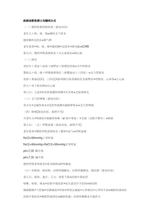 疾病诊断张博士关键词公式 