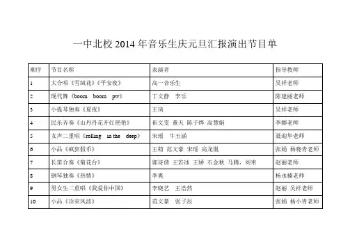 一中北校2014年音乐生庆元旦汇报演出节目单