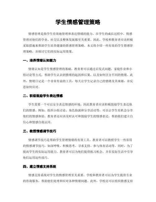 学生情感管理策略