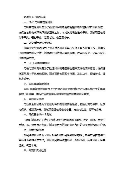 对讲机ce测试标准