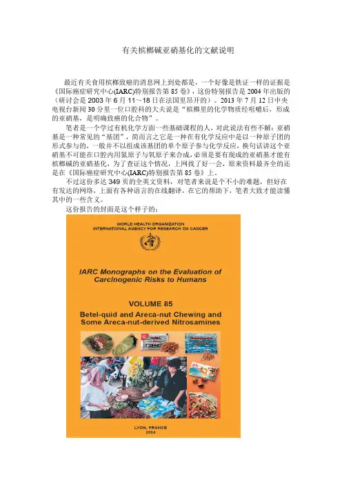 有关槟榔碱亚硝化的文献说明