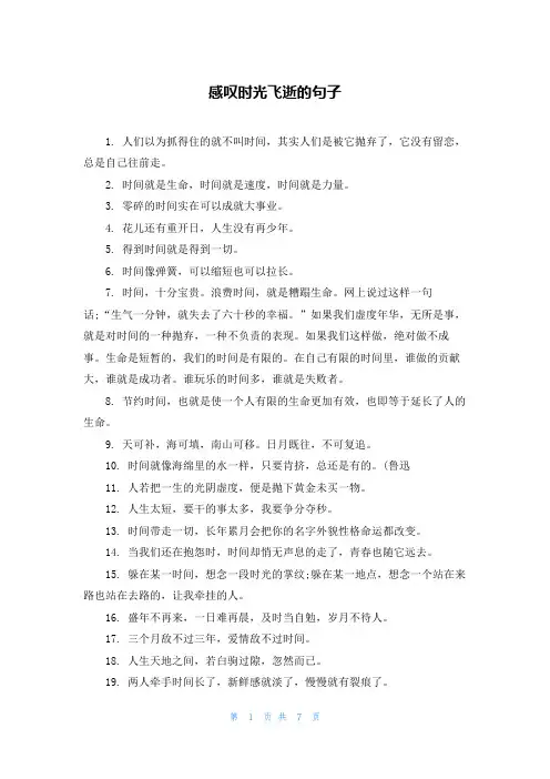 感叹时光飞逝的句子