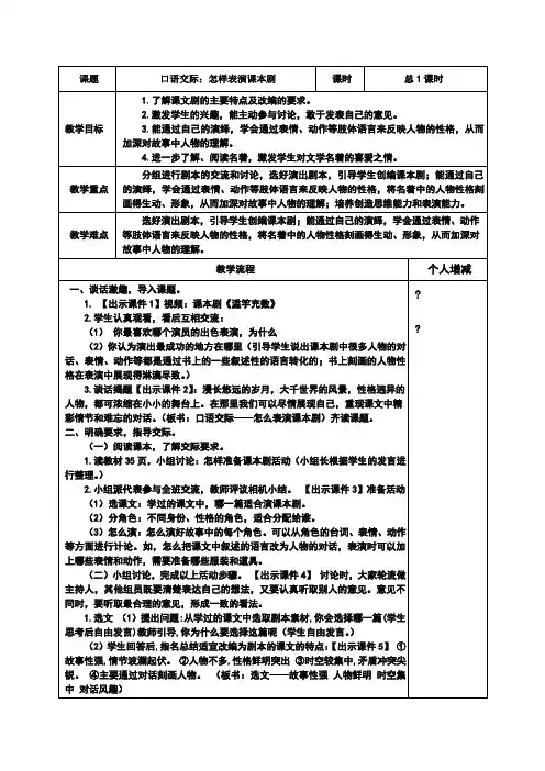 口语交际：怎样表演课本剧