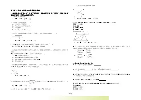 湖北省2022年七年级下学期期末考试数学试题3