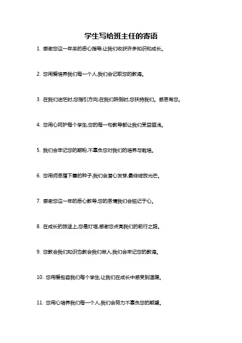 学生写给班主任的寄语