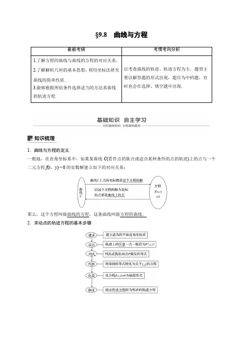 2020版高考数学(理)新增分大一轮人教通用版讲义：第九章 平面解析几何 9.8 含解析