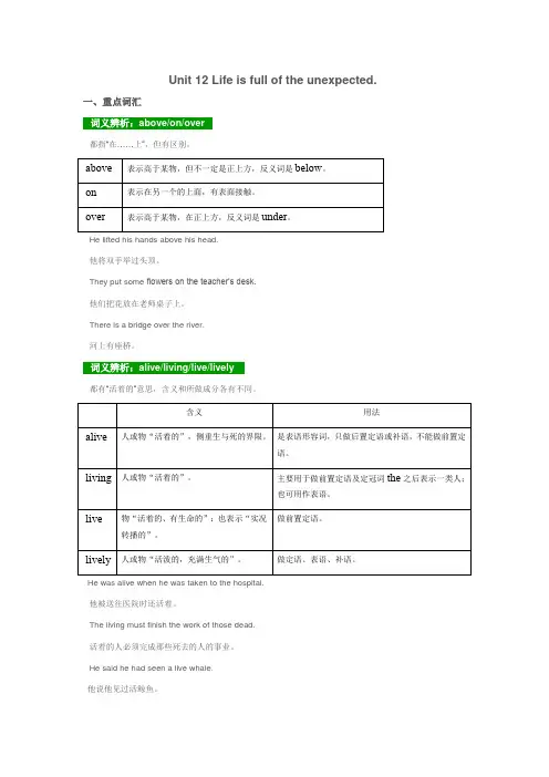 人教版九年级全一册英语Unit 12词汇及句型用法总结-
