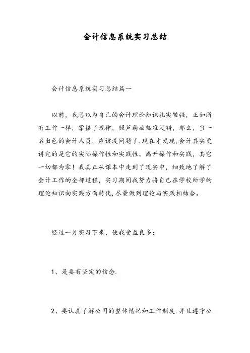 会计信息系统实习总结-精选范文