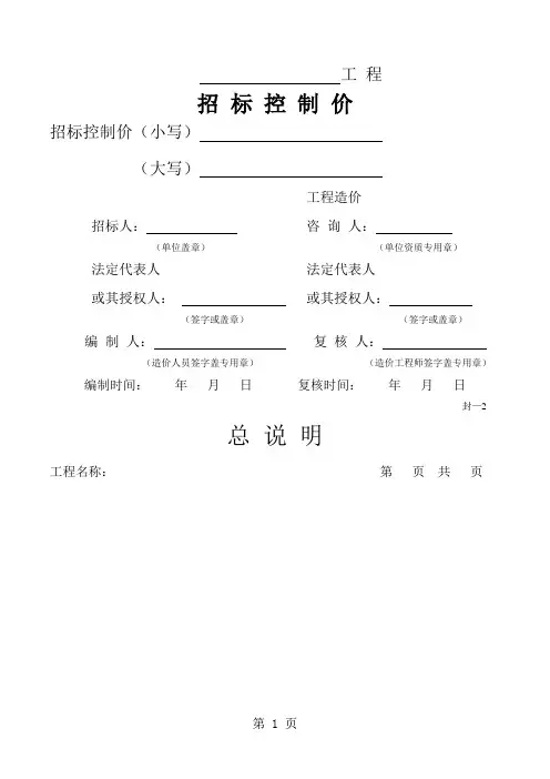 招标控制价使用表格17页word文档