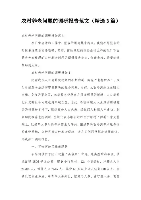 农村养老问题的调研报告范文(精选3篇)