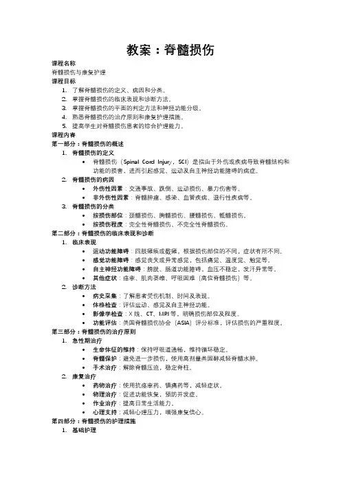 脊髓损伤教案